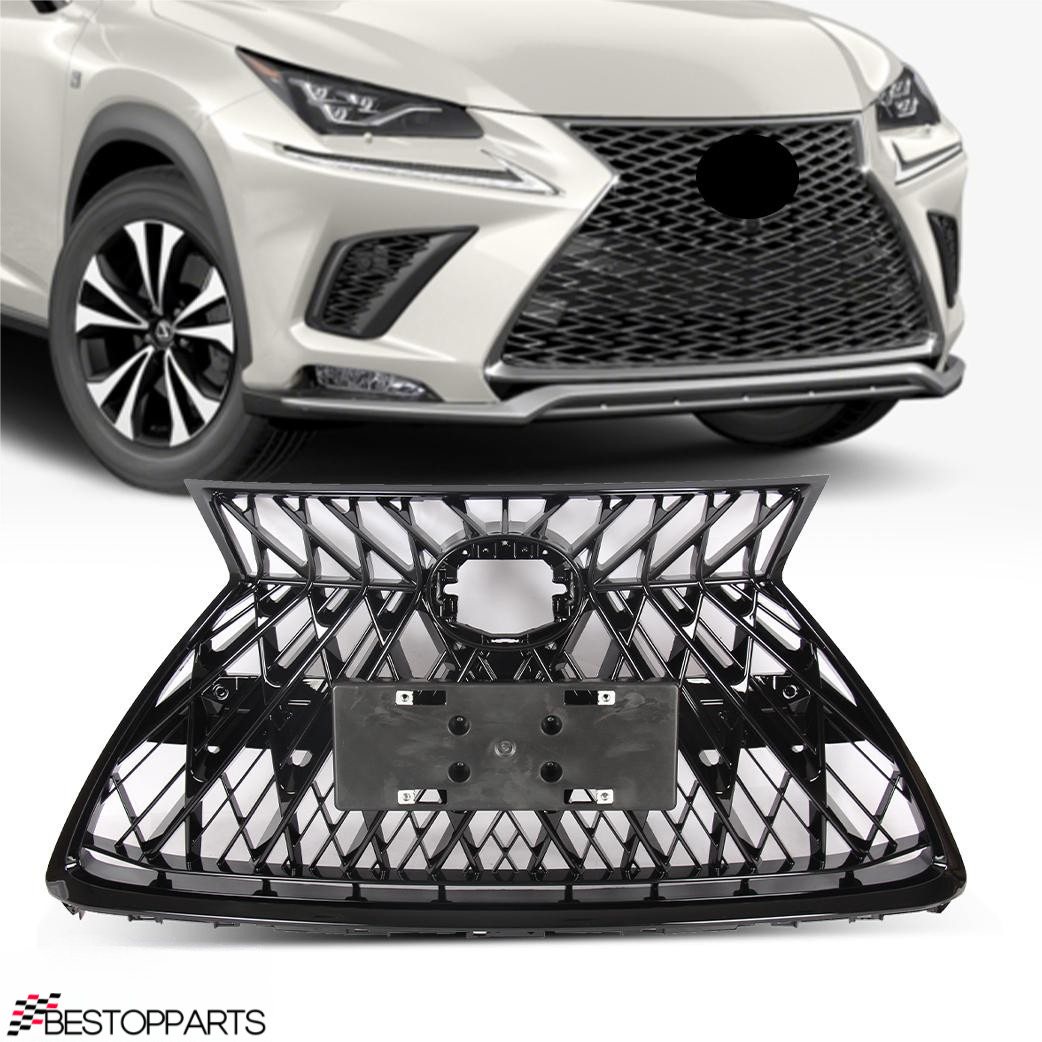Fits Lexus NX300 F Sport 18-21 Front Upper Grille Assembly Gloss Black 