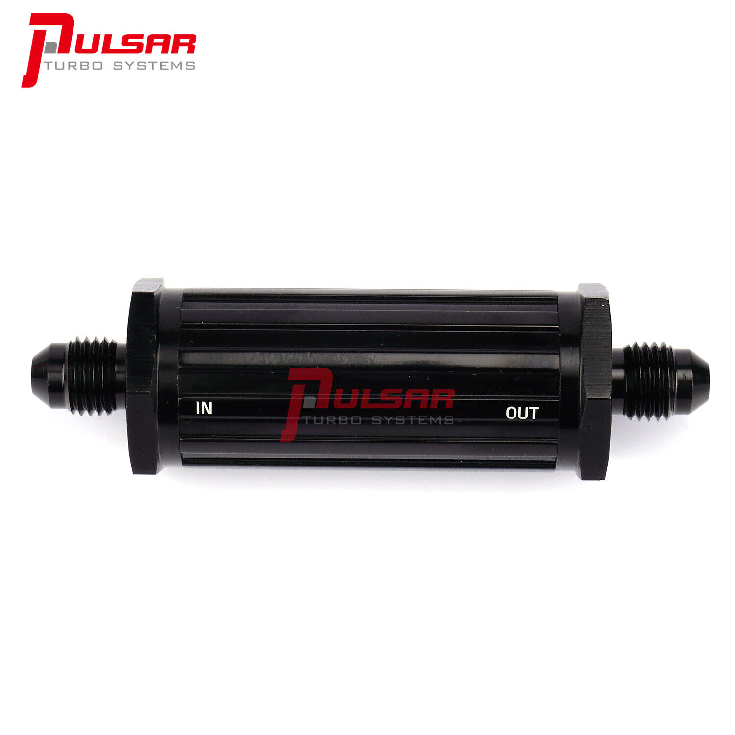 Pulsar In Line Oil Filter, Fitting Size -4AN, 80 Micron Filter inside