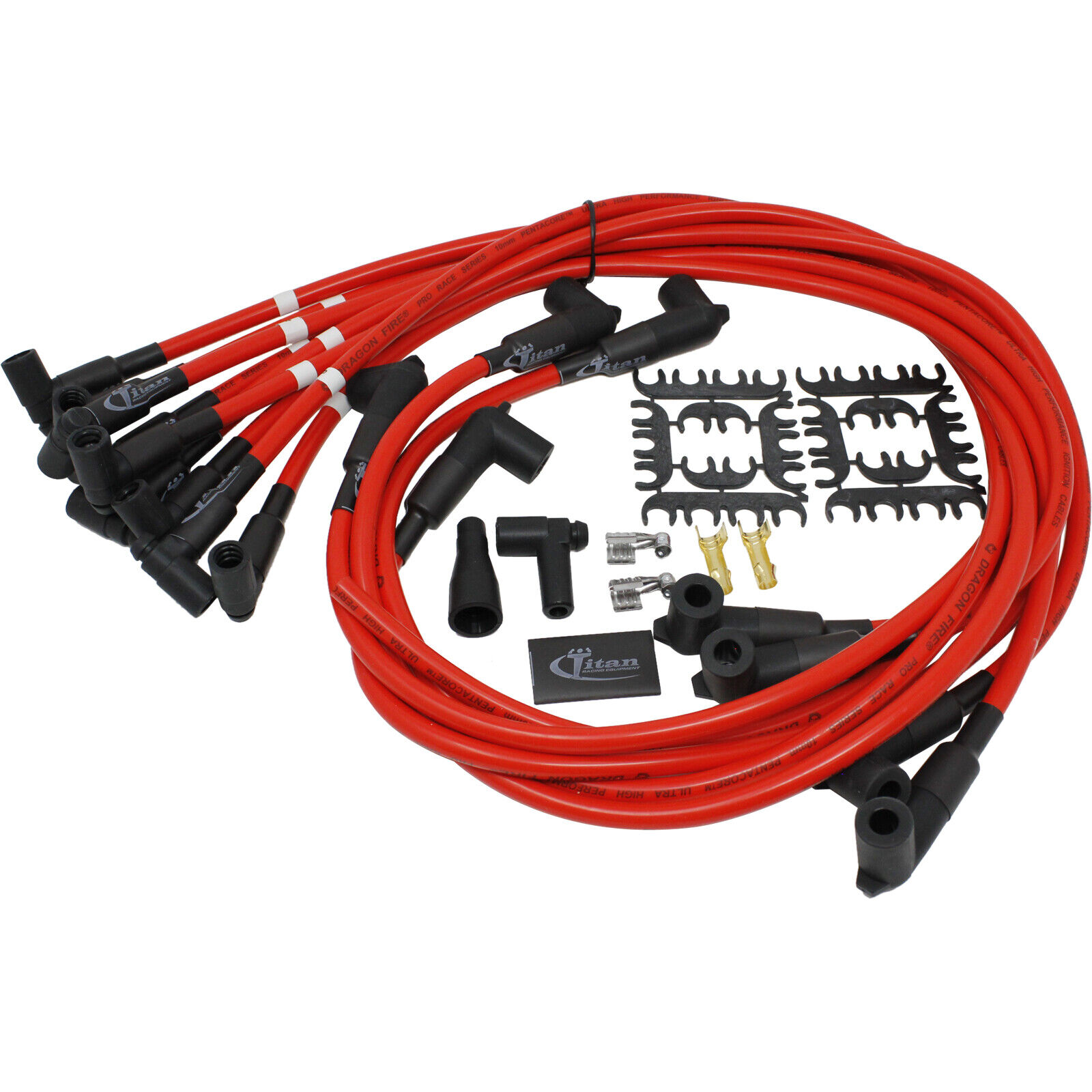 Titan - SB Chevy Direct Fit Spark Plug Wires - Premium 10mm - Under Header