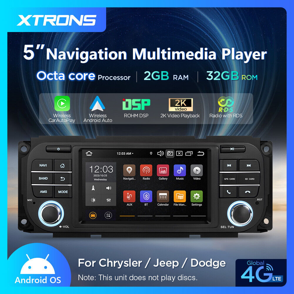 8-Core Android 32GB Car GPS Radio Stereo DSP 4G LTE WIFI For Jeep Dodge Chrysler