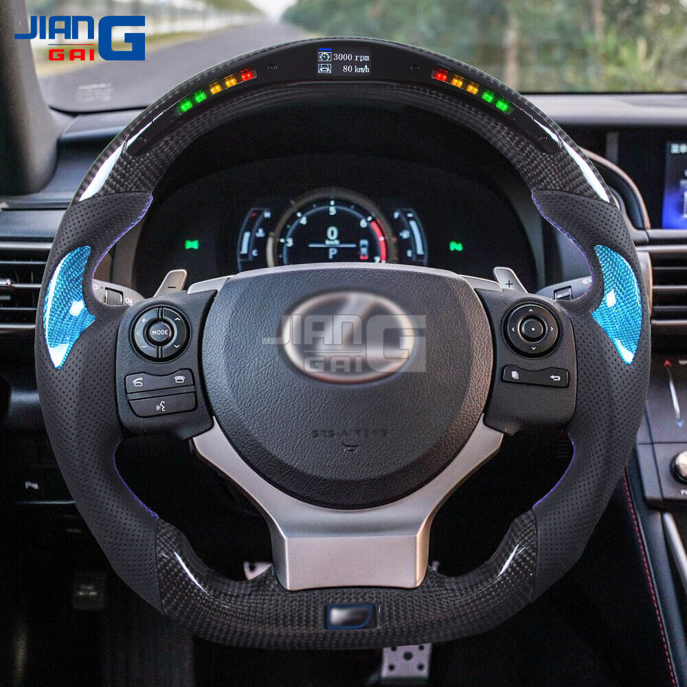 Carbon Fiber LED Flat Steering Wheel for 2013+ Lexus IS250 IS300 IS350 IS F
