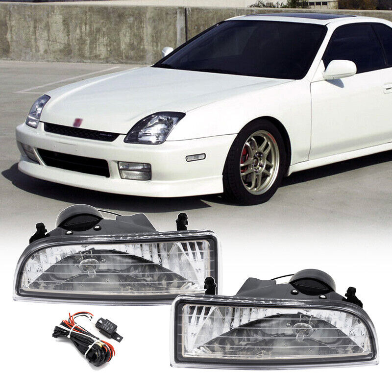 For 1997-2001 Honda Prelude Clear Lens Fog Lights Bumper Driving Lamps w/wiring