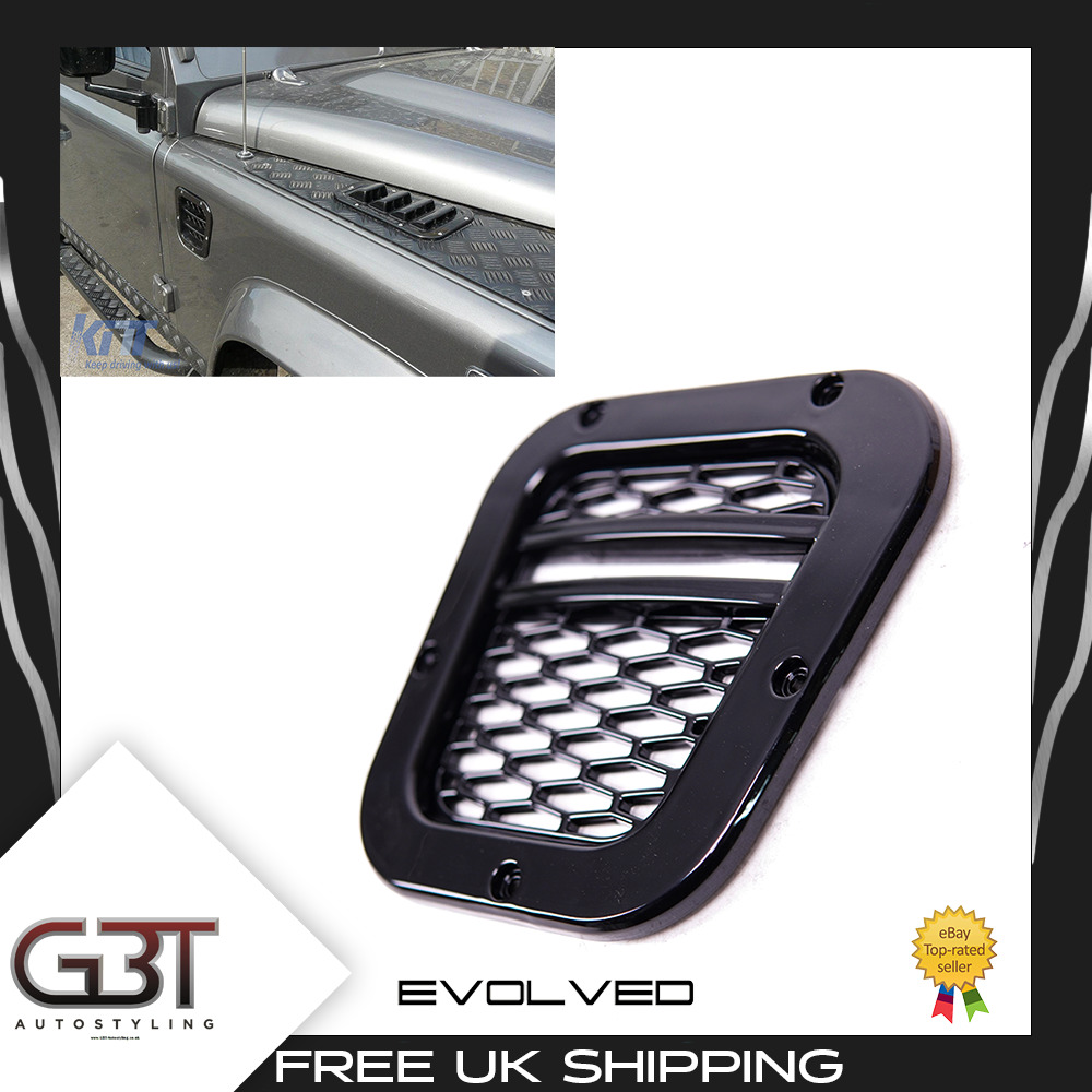For Land Rover Defender Side Wing Vent Intake Upgrade SVX XS Style Gloss Black