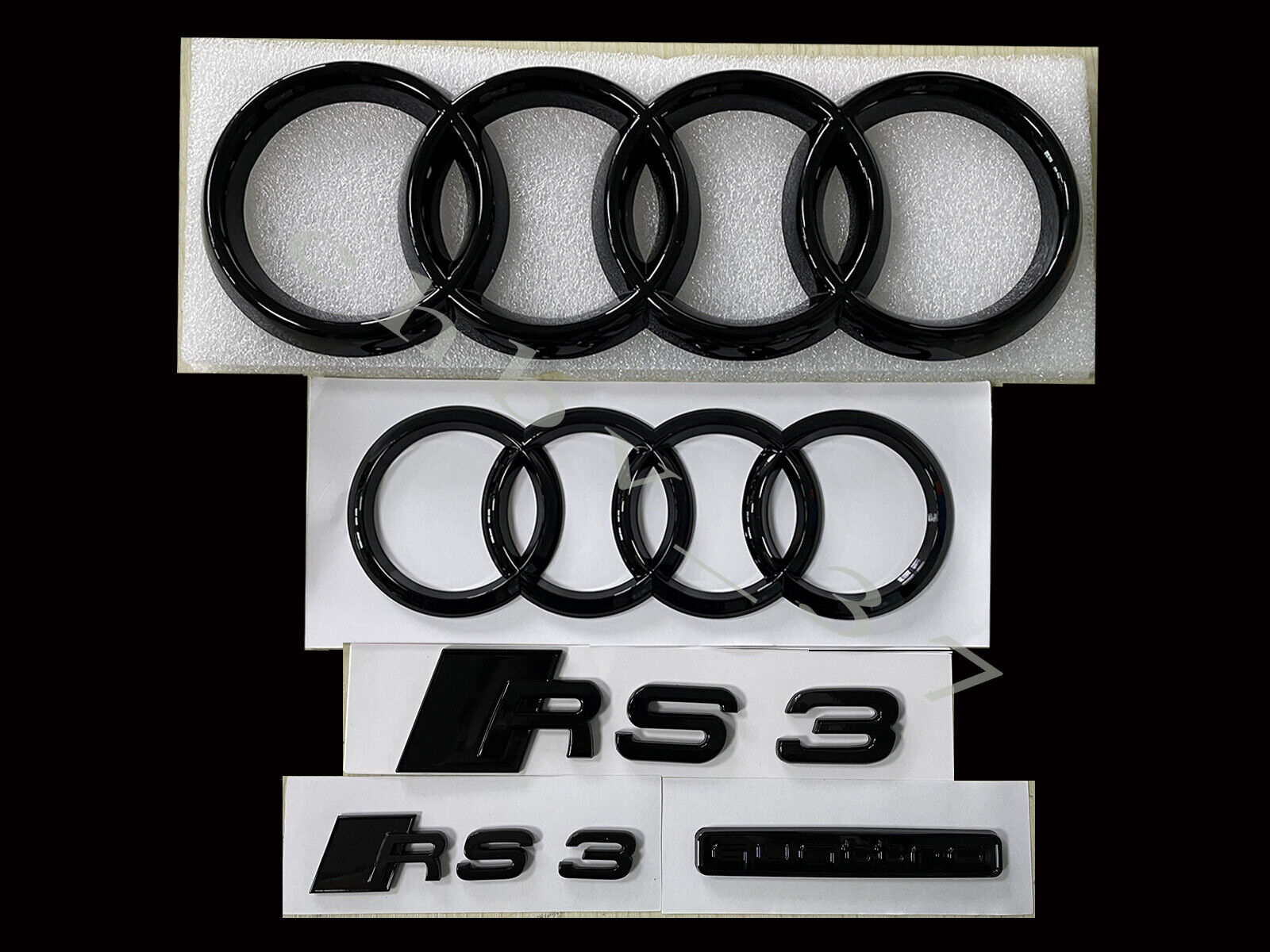 RS3 full Gloss Black Badges Emblems Full Package For Audi RS3 8V