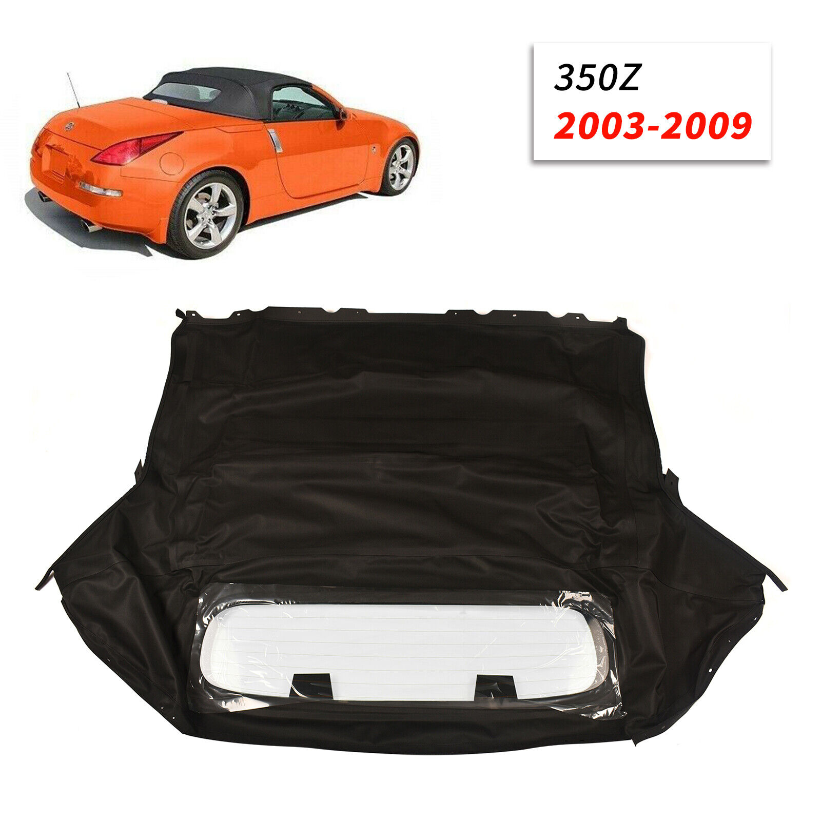 For Nissan 350Z Convertible Soft Top w/ Heated Glass Window Black N4300002