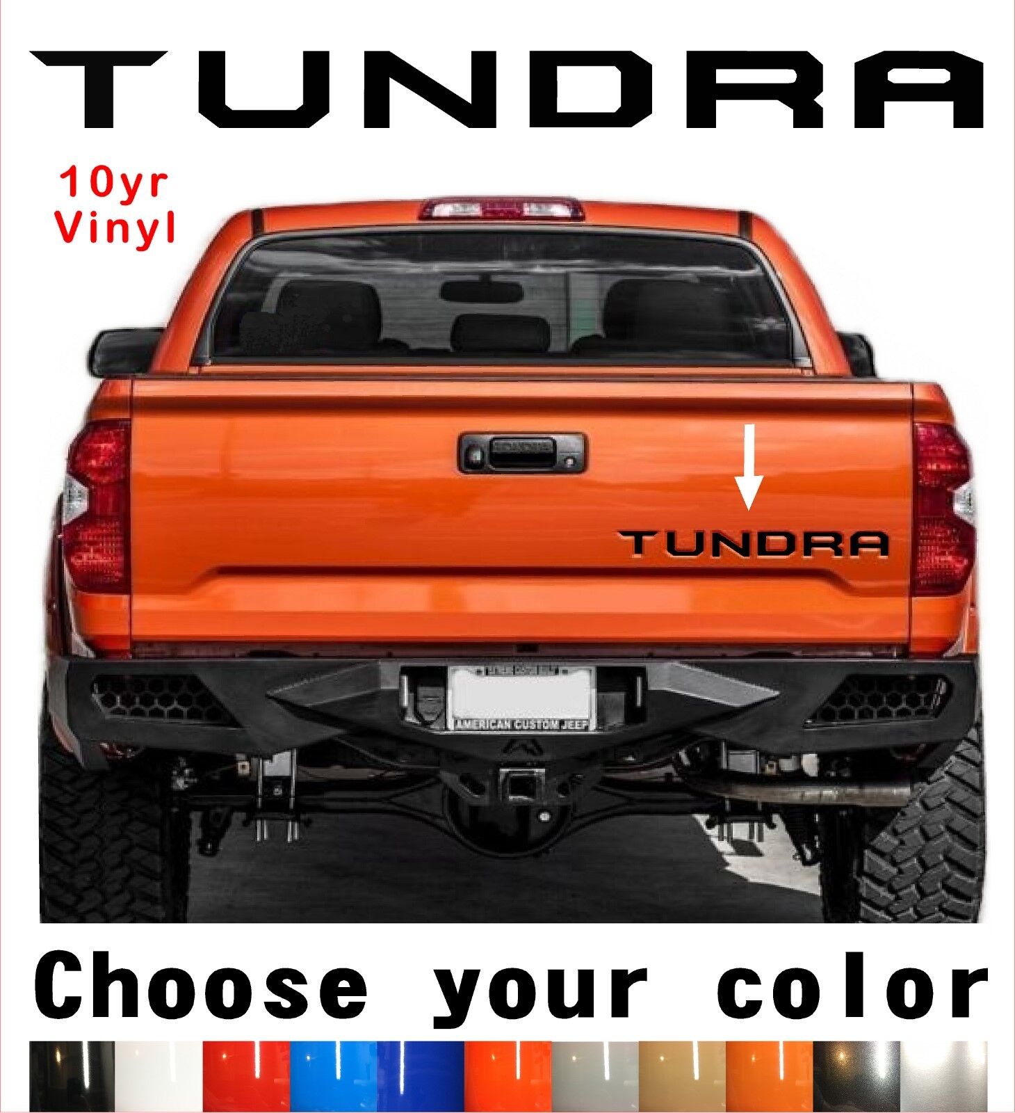 TOYOTA TUNDRA Tailgate Vinyl Decal Letters Insert  2014-2020 10yr Warranty