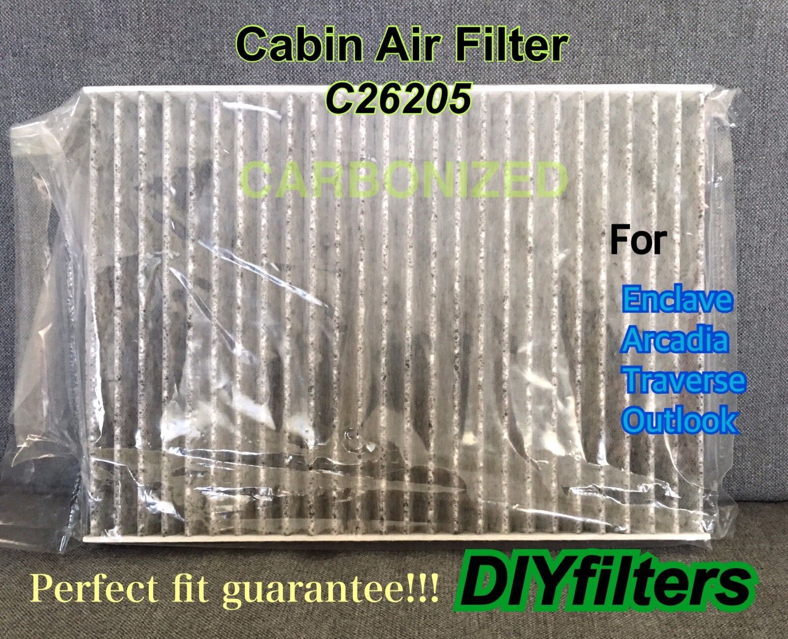 C26205 CARBON CABIN AIR FILTER for 07-16 Acadia 08-17 Enclave Traverse Outlook