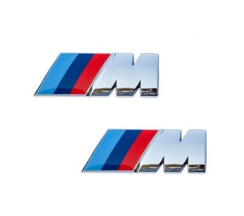 2x for BM M Logo Badge Emblem Fenders silver Side M 45x15 silver