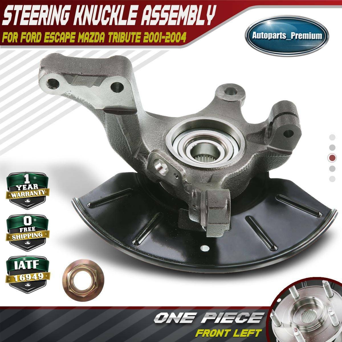 Front Left Steering Knuckle & Wheel Hub Bearing Assembly for Ford Escape Mazda