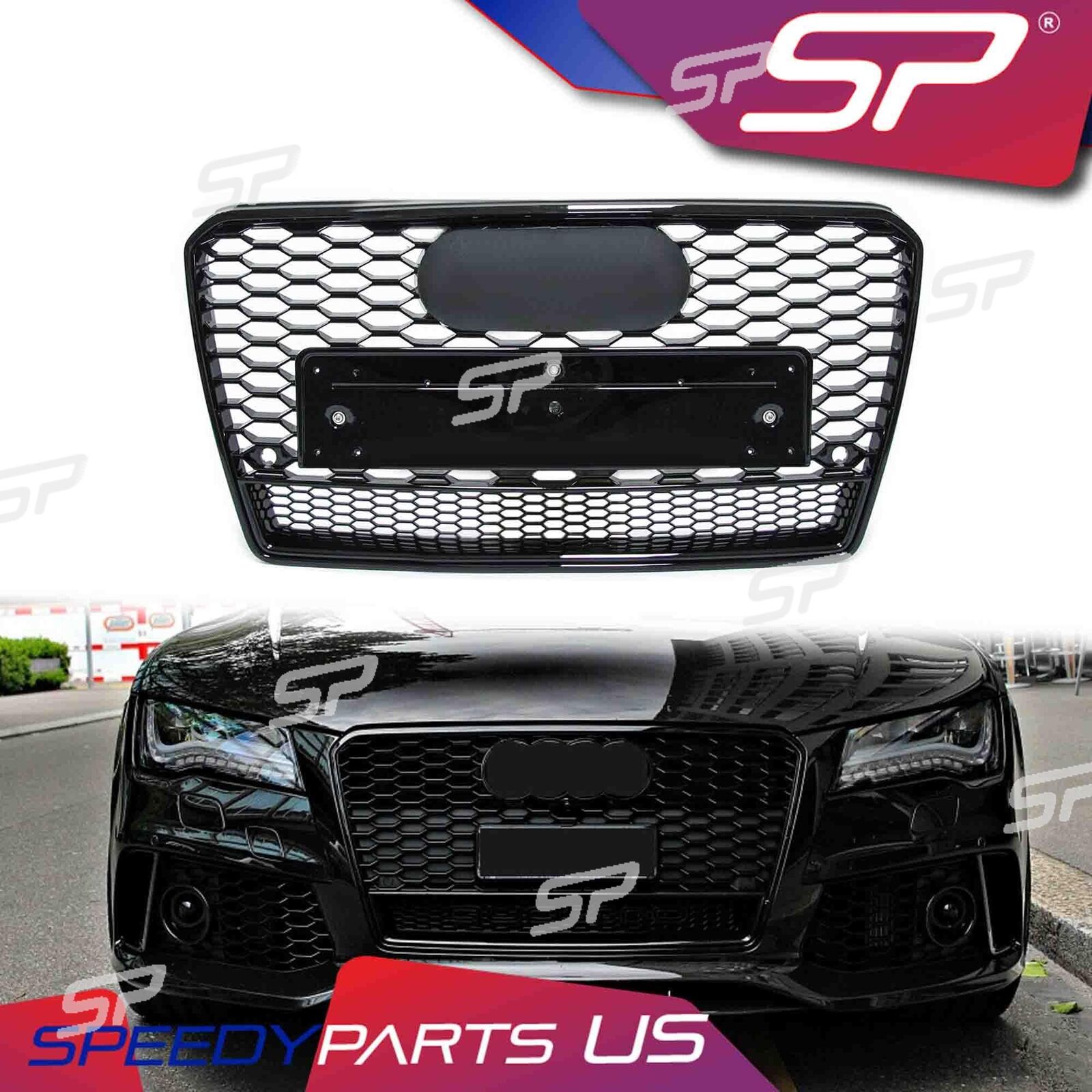 For 2012-2014 2015 Audi A7 S7 Honeycomb Front Black Grille