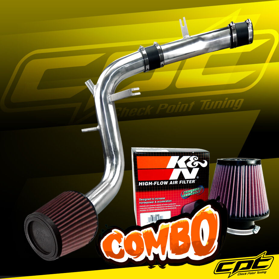 For 13-17 Veloster Turbo 1.6L 4cyl Polish Cold Air Intake + K&N Air Filter
