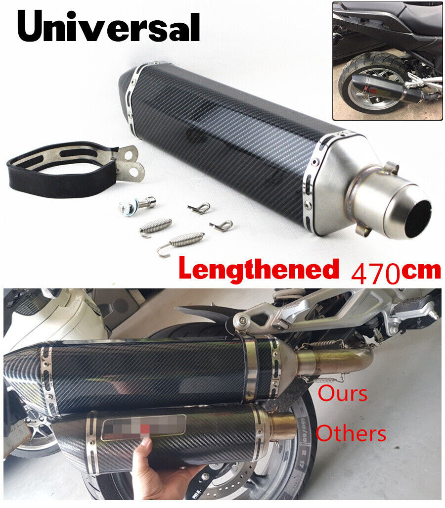 1× 470mm Motorcycle Dirt Bike ATV Exhaust Replacement 38-51mm Carbon Fiber Color
