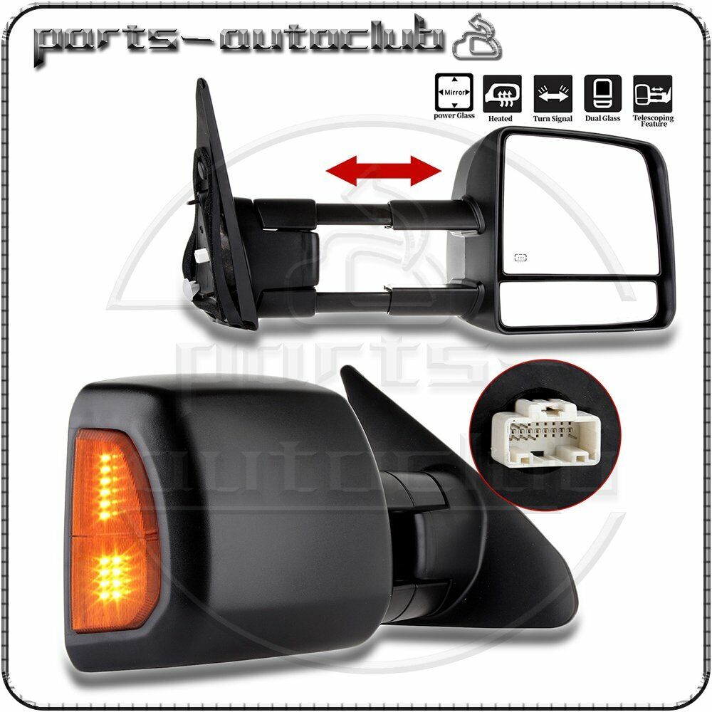 Pair(2) For 2007-2017 Toyota Tundra/Sequoia Power Heated LED Signal Tow Mirrors
