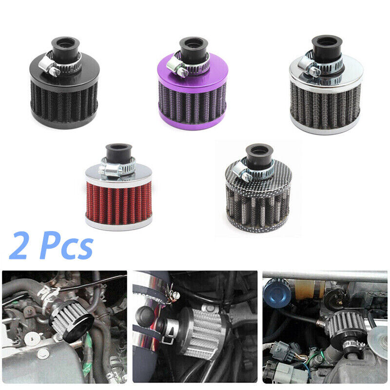 ⭐2PCS Motorcycle 12mm Cold Air Intake Filter Turbo Vent Crankcase Car Breather ⭐