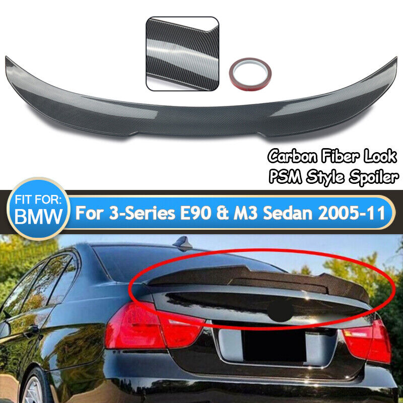 Rear Trunk Spoiler Wing PSM Style Carbon Look For BMW E90 3Series M3 Sedan 05-11