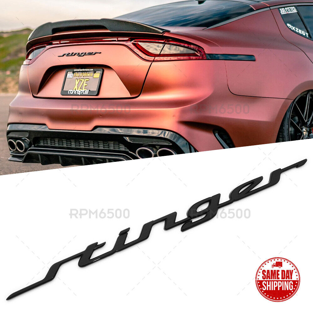 3D Car Stinger Letter Logo Emblem Badge Rear Trunk Lid Sport GT Line Gloss Black
