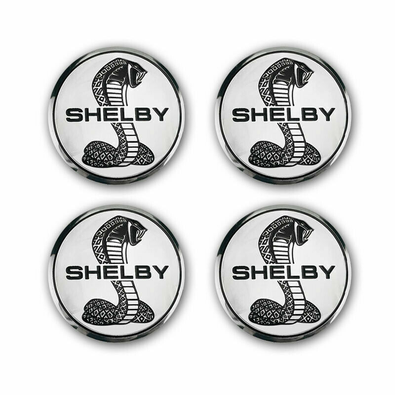 4 x 56mm Silver Aluminum Shelby Cobra Wheel Center Cap Stickers for Ford Mustang