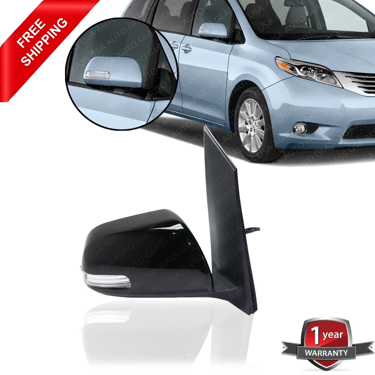 Power Mirror Passenger Side Heated Paintable For 2013-2017 Toyota Sienna