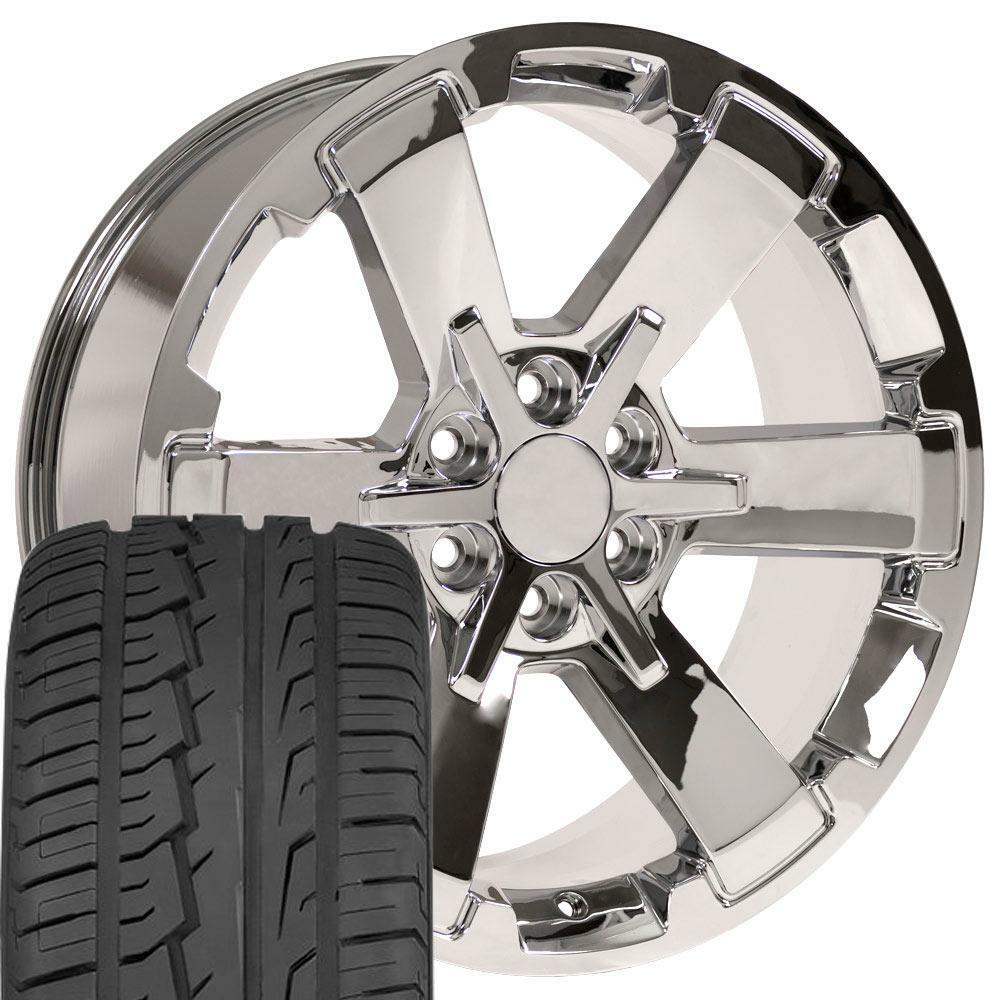 22x9 Wheels Tires Fit Silverado Sierra Chevy Chrome Rim iMove 5662 CK162 W1X