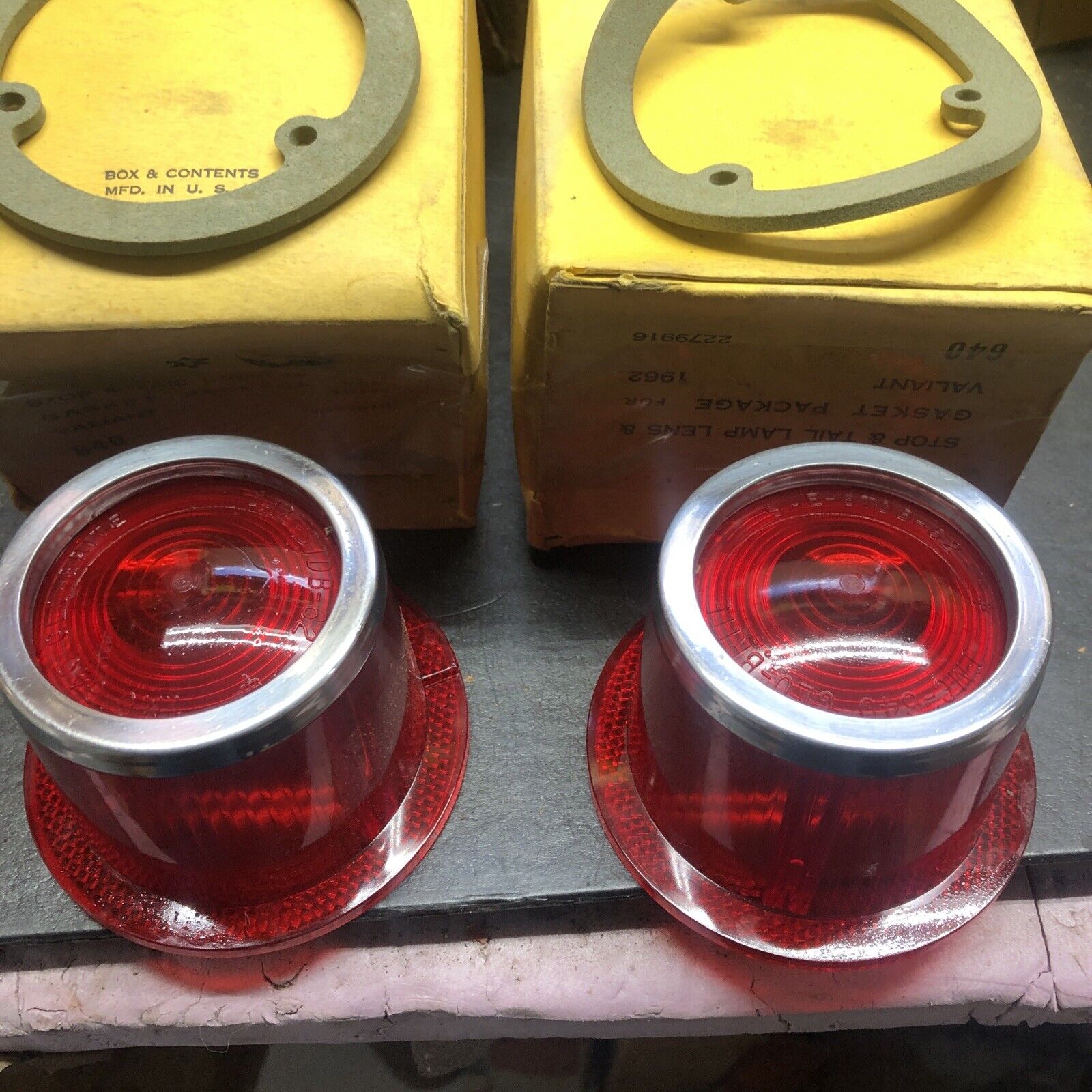 1962 Plymouth Valiant Tail Lamp Lenses In Box Pair