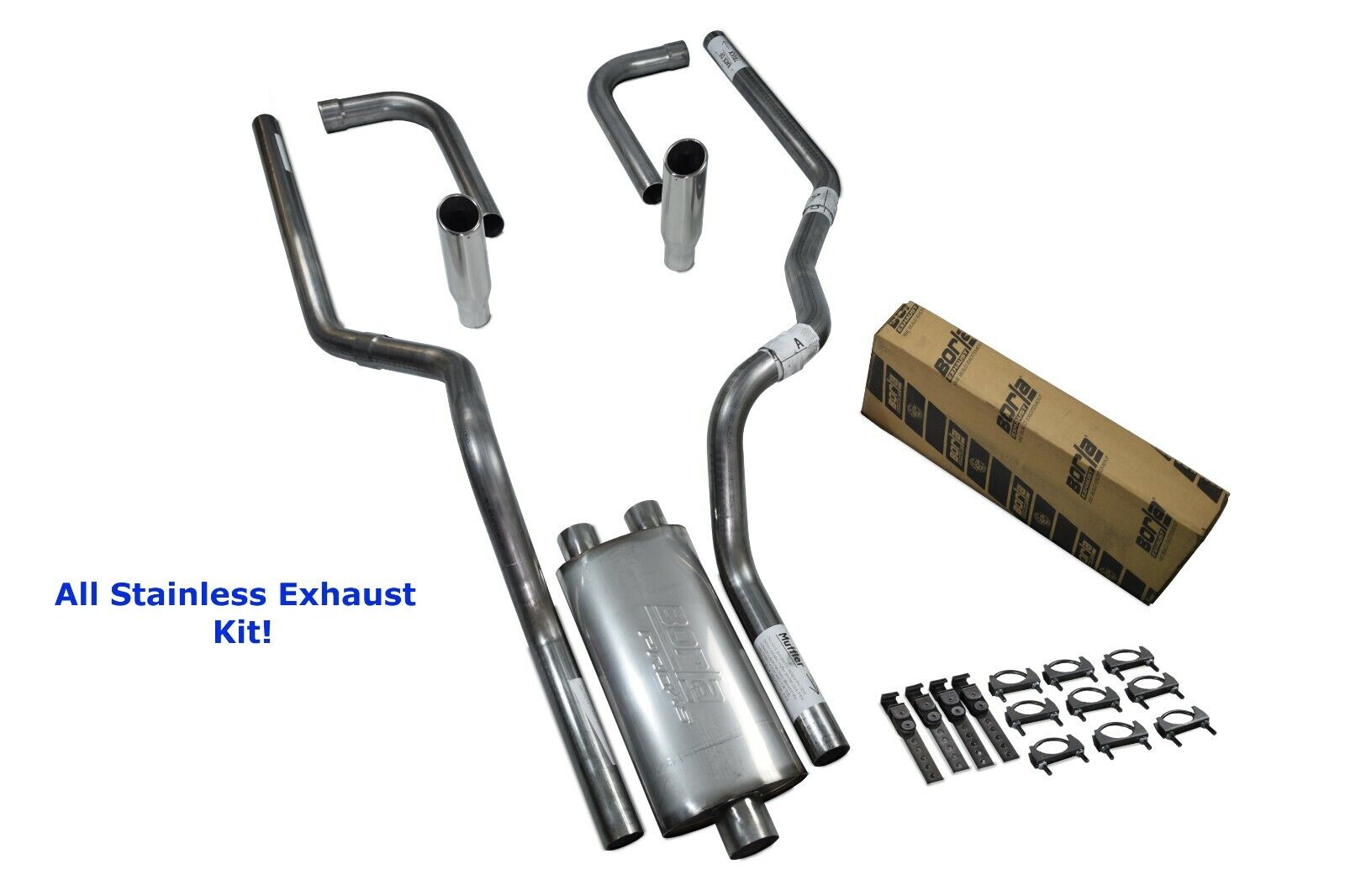 All-Stainless Dual Exhaust Kit Chevy GMC 1500 07-14 Borla Pro XS Side Rolled Tip