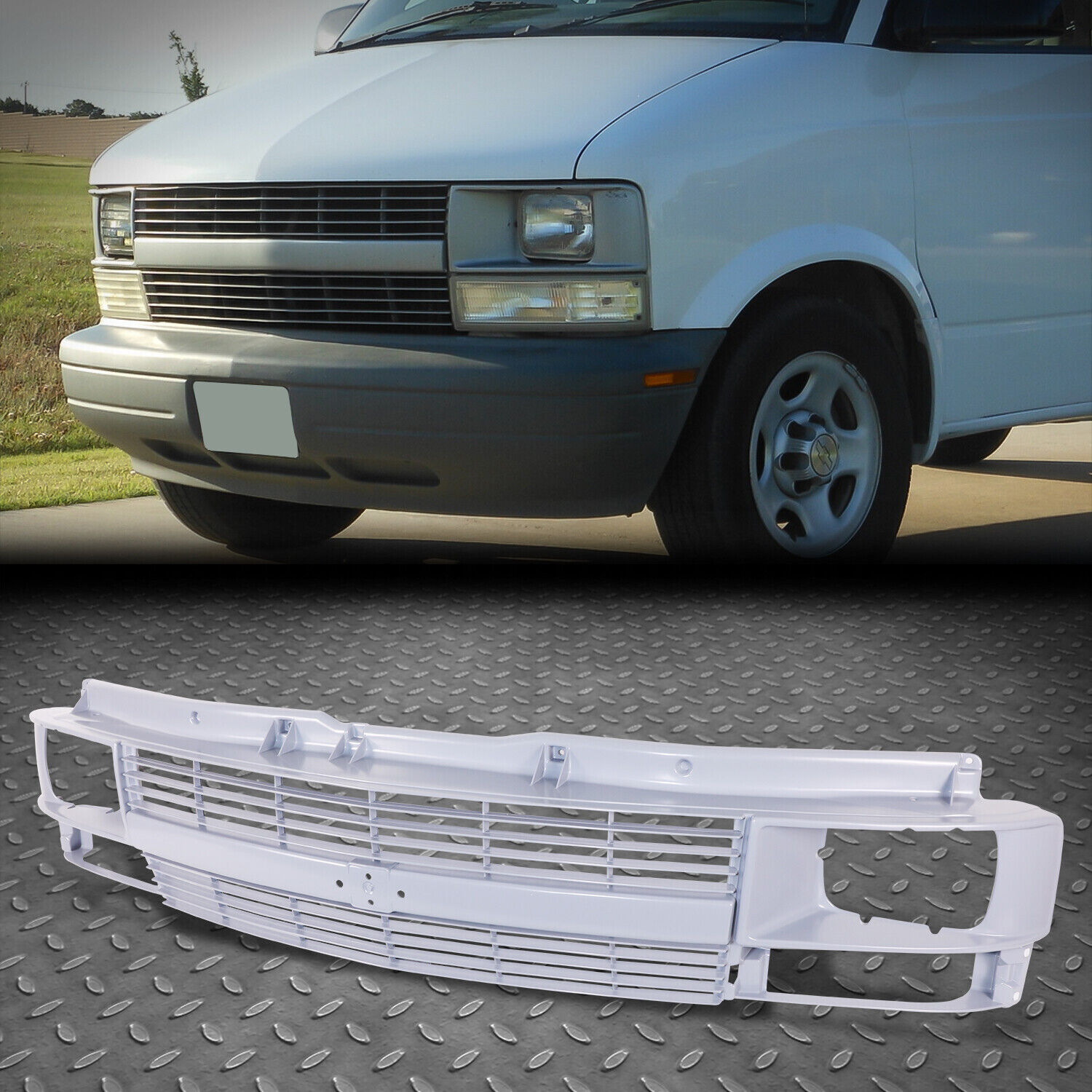 For 95-05 Chevy Astro Base LT OE Style Front Bumper Grille w/ Emblem Provision
