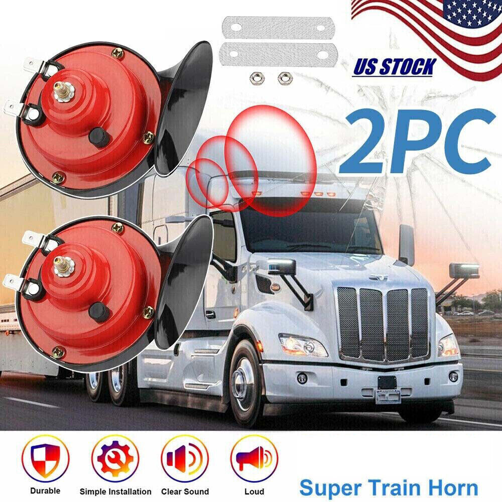 2x 12V Super Loud Train Horn Waterproof Motorcycle Car Truck SUV Boat Red