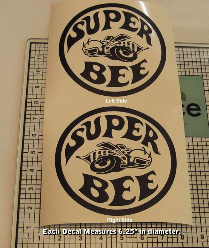 Super Bee Decals Quarter Set Pair Left Right 1968 1969 1970 Matte Black 0097