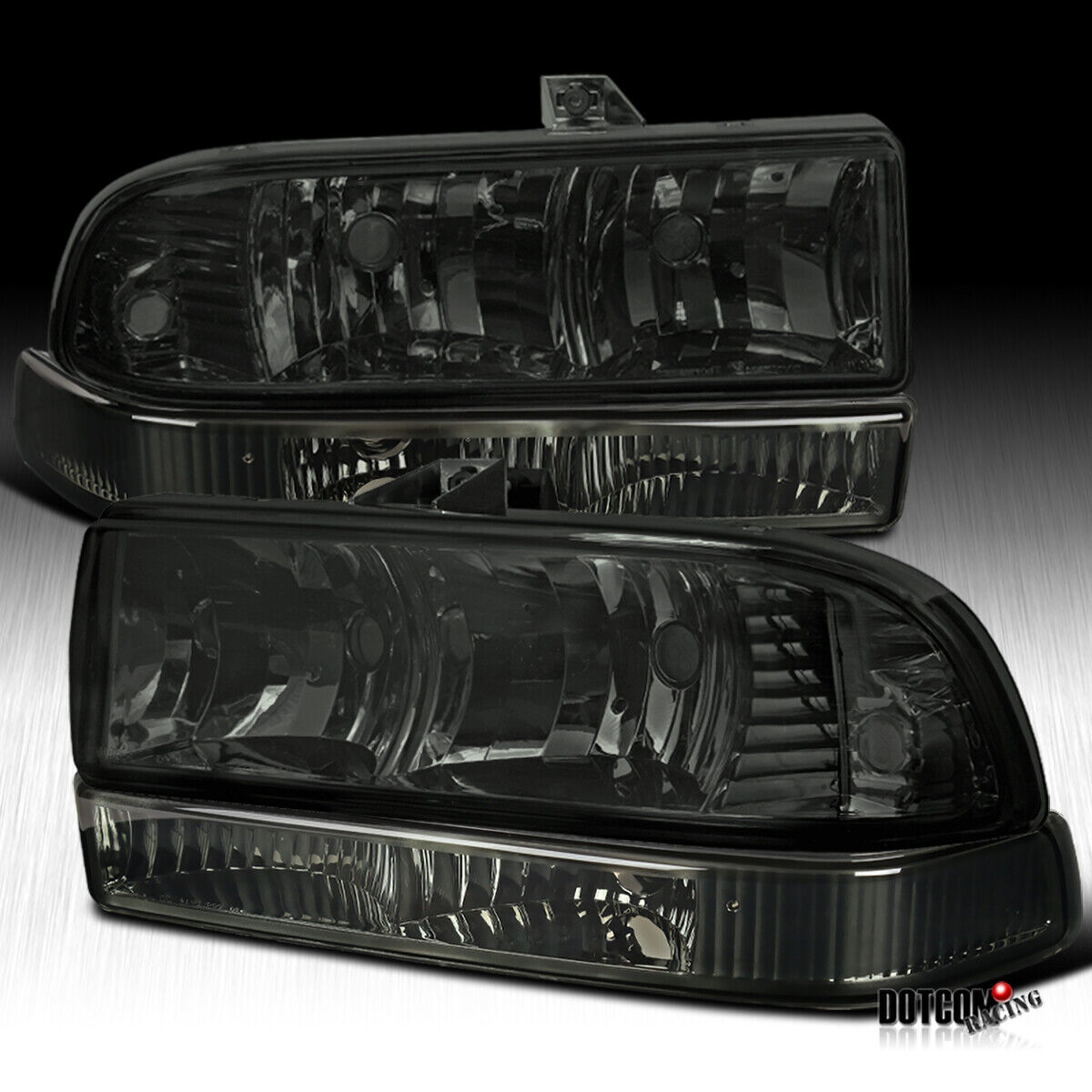Fit 98-04 Chevy S10 Pickup Blazer Smoke Crystal Headlights+Bumper Signal Lamps