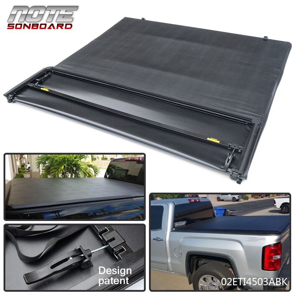 4-FOLD SOFT TONNEAU COVER FIT FOR 07-13 CHEVY SILVERADO/GMC SIERRA 6.6 FT BED