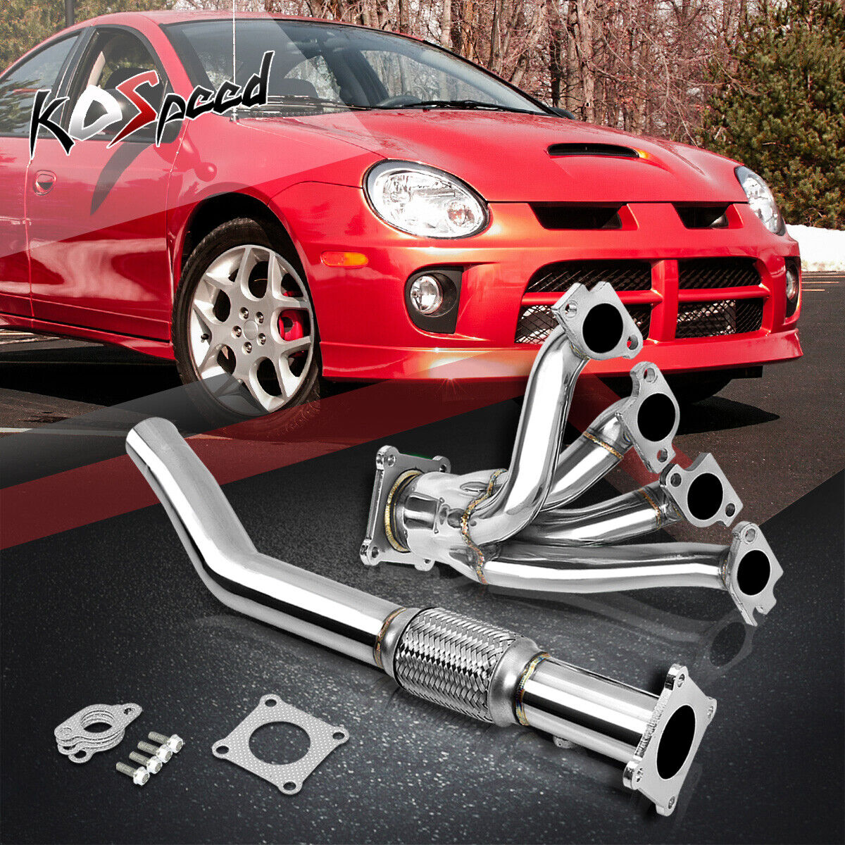 STAINLESS STEEL RACING EXHAUST HEADER FOR 00-05 DODGE NEON 2.0L SOHC 4CYL A588