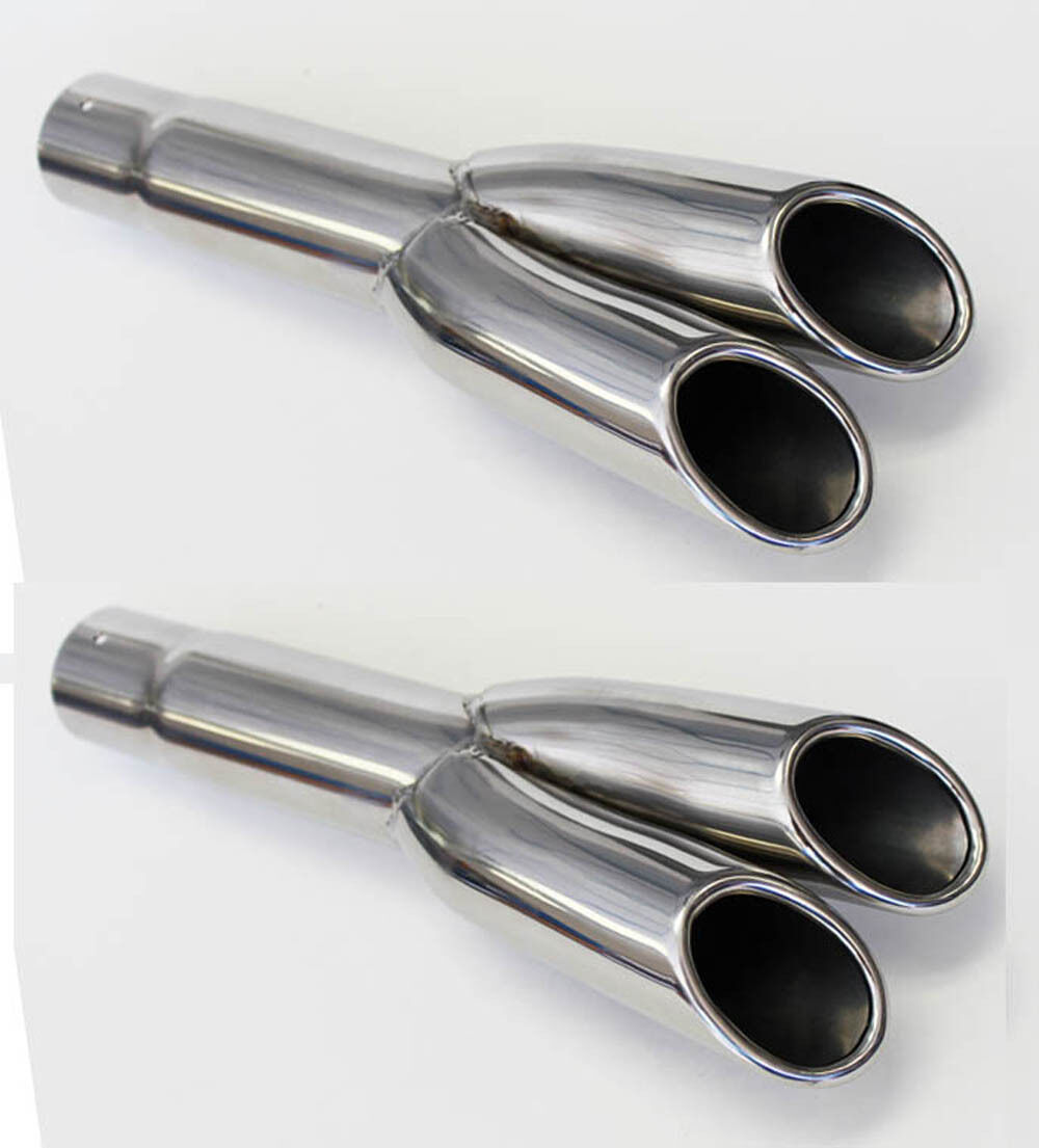 NEW 1967 - 1969 Mustang Stainless Steel Exhaust Quad Tips Pair GT Rolled edge