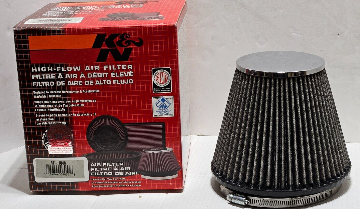 K&N Universal Fit Clamp On Cone Shape Air Filter 6in Base x 4.5in Top x 6in High
