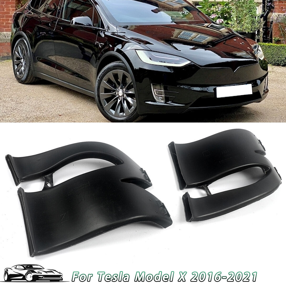 For 15-2021 Tesla Model X Air Intake Duct Vent OE 1043927-00-E1043931-00-E Pair