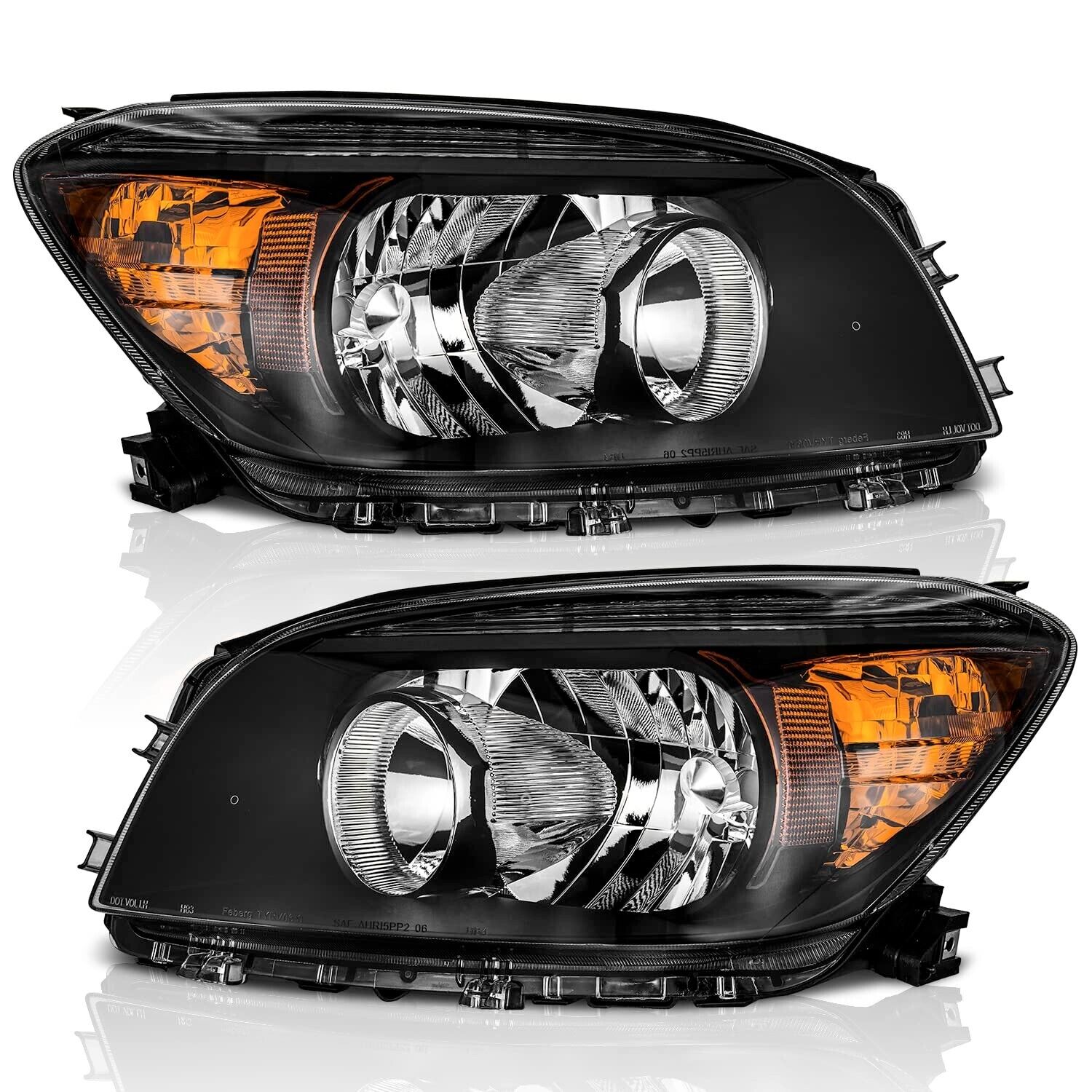 WEELMOTO Headlights Assembly for 2006-2008 Toyota RAV4 Chrome Lamps Left + Right