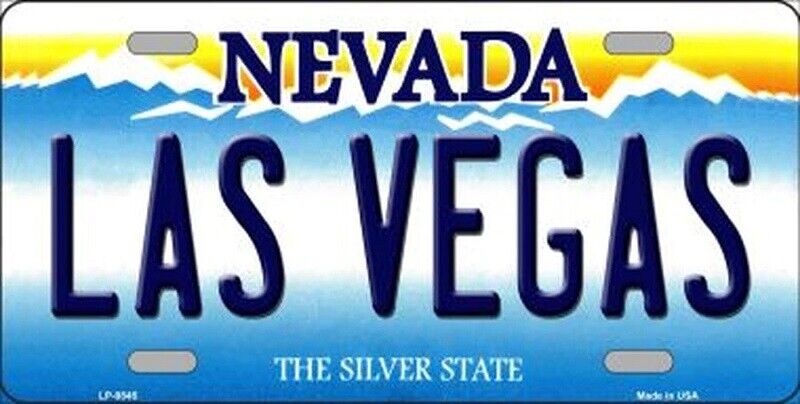 LAS VEGAS NEVADA STATE BACKGROUND METAL NOVELTY LICENSE PLATE TAG