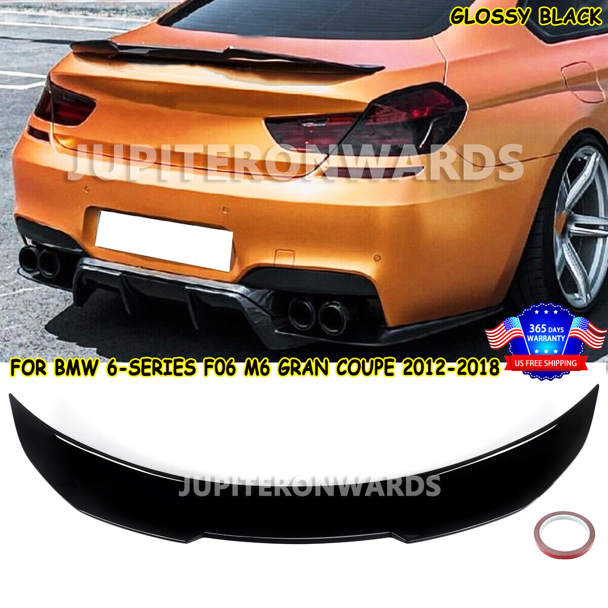 Glossy Black High-kick Wing Trunk Spoiler For BMW F06 640i 650i M6 4DR 2012-2018