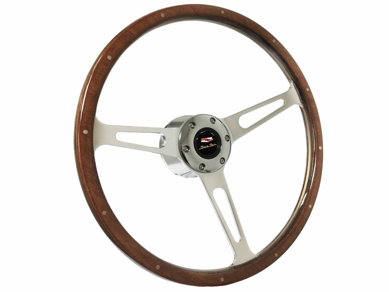 Chevy Two-Ten Deluxe Walnut Wood Steering Wheel Kit For GM Spline, IDIDIT Column