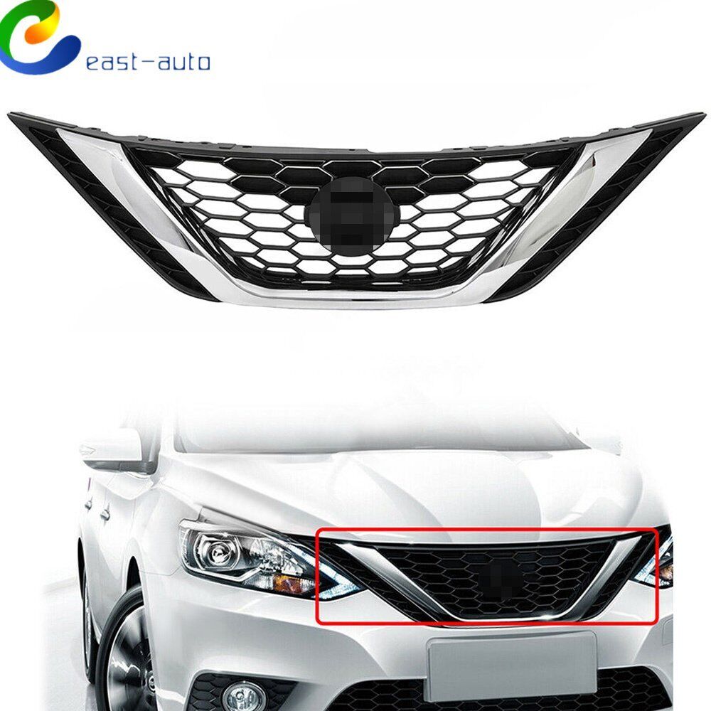 For Nissan Sentra 2016 17  18 1.8L Front Bumper Upper Chrome Grill ABS+ Chrome