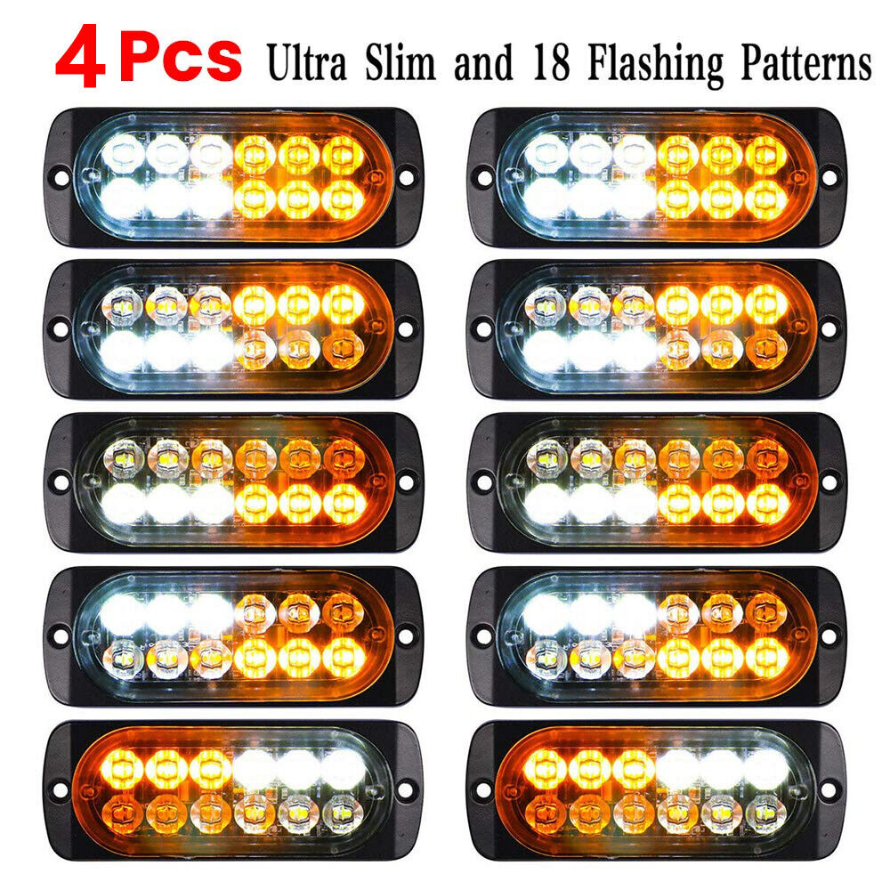 Car 12-LED Strobe Emergency Lamps Surface Mount Flashing Lights For Truck Pickup