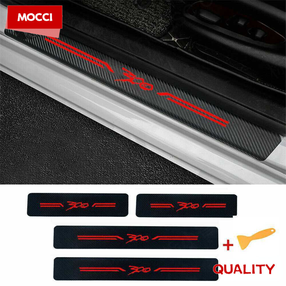 4*Red Carbon Fiber Leather Car Door Sill Stickers For 300/300/C/300S Accessories