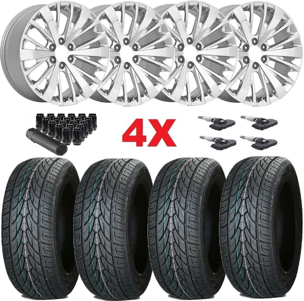 22 SILVER LIKE FACTORY WHEELS TIRES PACKAGE SET NEW OE OEM ALLOY MAG