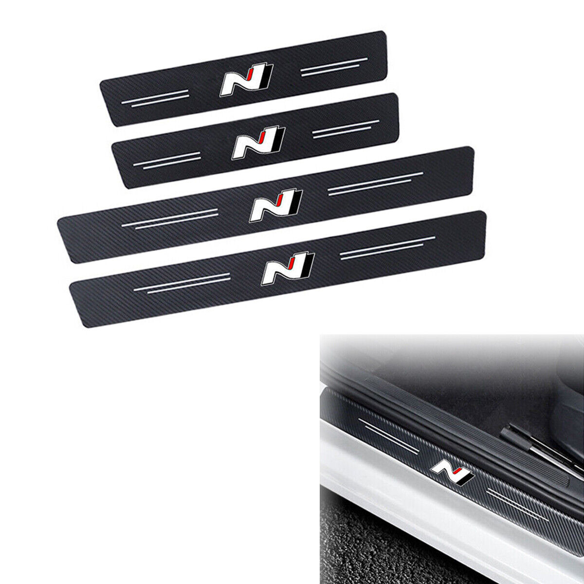 4x N Logo Car Door Sill Pedal Sticker Decal for i30 Kona Veloster Elantra Avante
