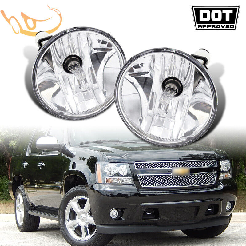 Clear Fog Lights Lamps w/Bulbs for 2007-2014 Chevy Tahoe Avalanche Suburban GMC