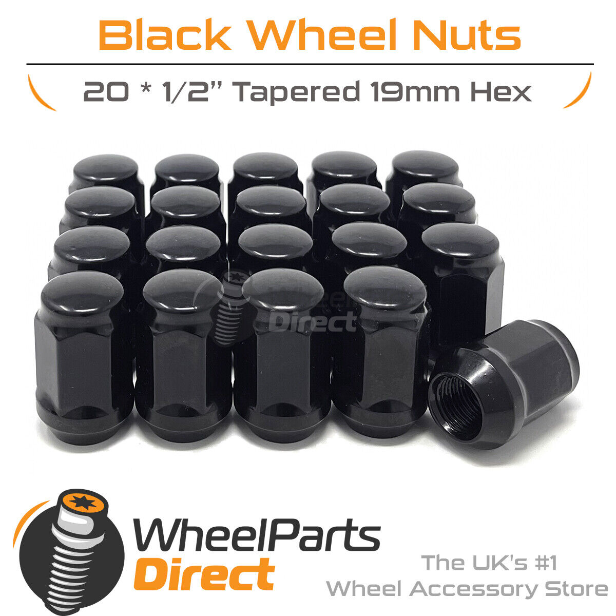 Wheel Nuts (20) Black for Jaguar XJ [Series III] 79-92 on Aftermarket Wheels