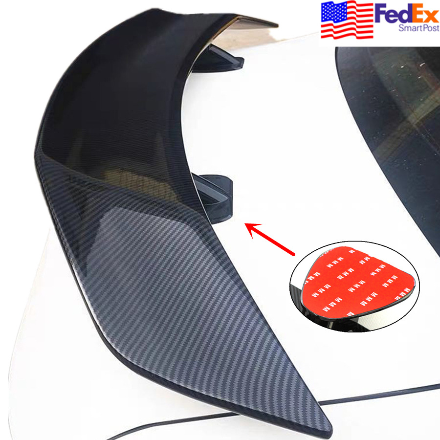 53 INCH Car Tail-free Trunk Universal Spoiler Wing Carbon Fiber Look w/ Adhesive