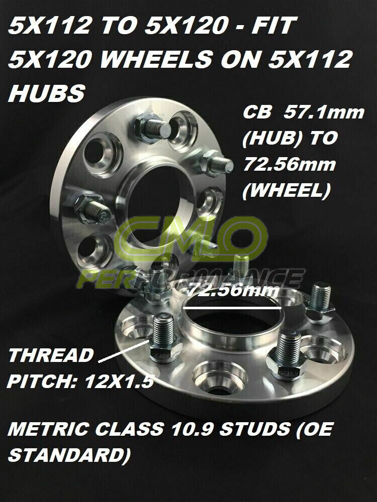 2X HUBCENTRIC WHEEL ADAPTERS FIT 5X112 HUB TO 5X120 WHEEL 25MM USED Not For BENZ