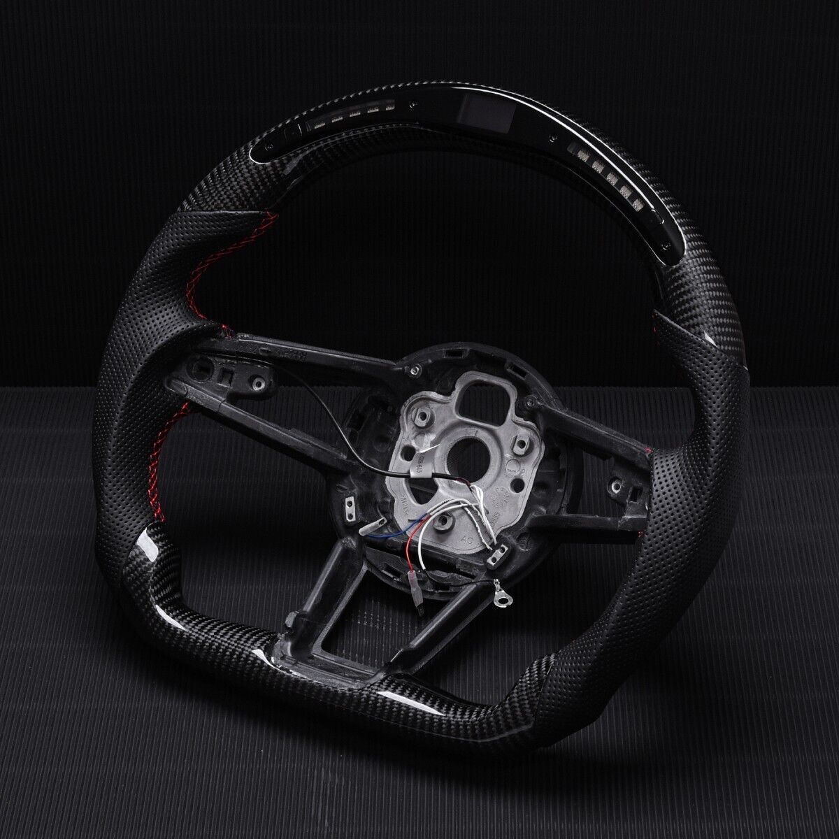Real carbon fiber Flat Customized Sport Universal LED Steering Wheel TT TTS R8