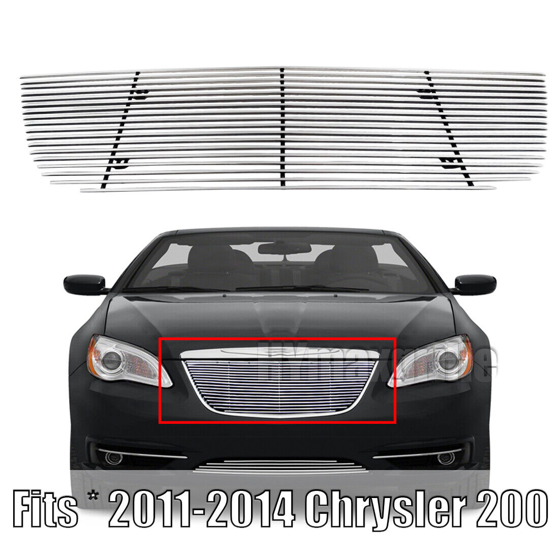 Front Main Upper Billet Grille Fits 2011-2013 Chrysler 200 Chrome Grill Insert