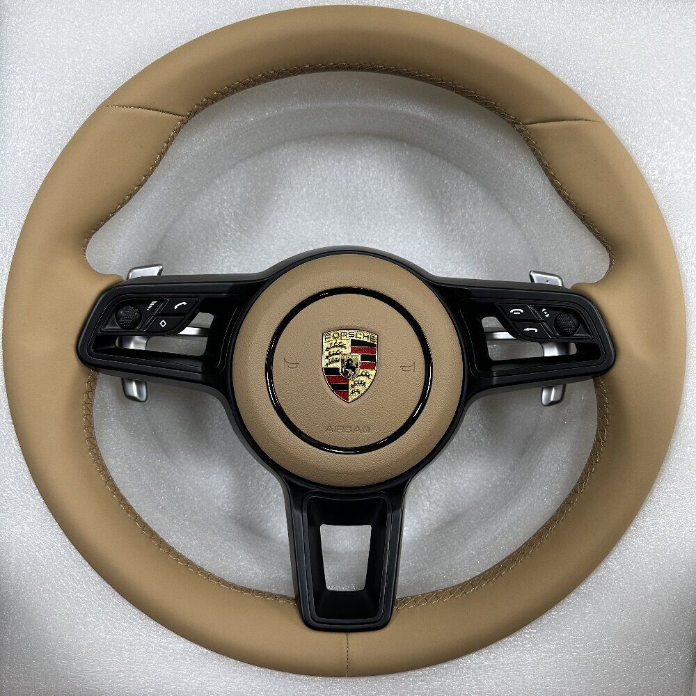 RARE BEIGE Porsche OE Multifunction Steering Wheel 991.2 911 718 Cayman/Boxster